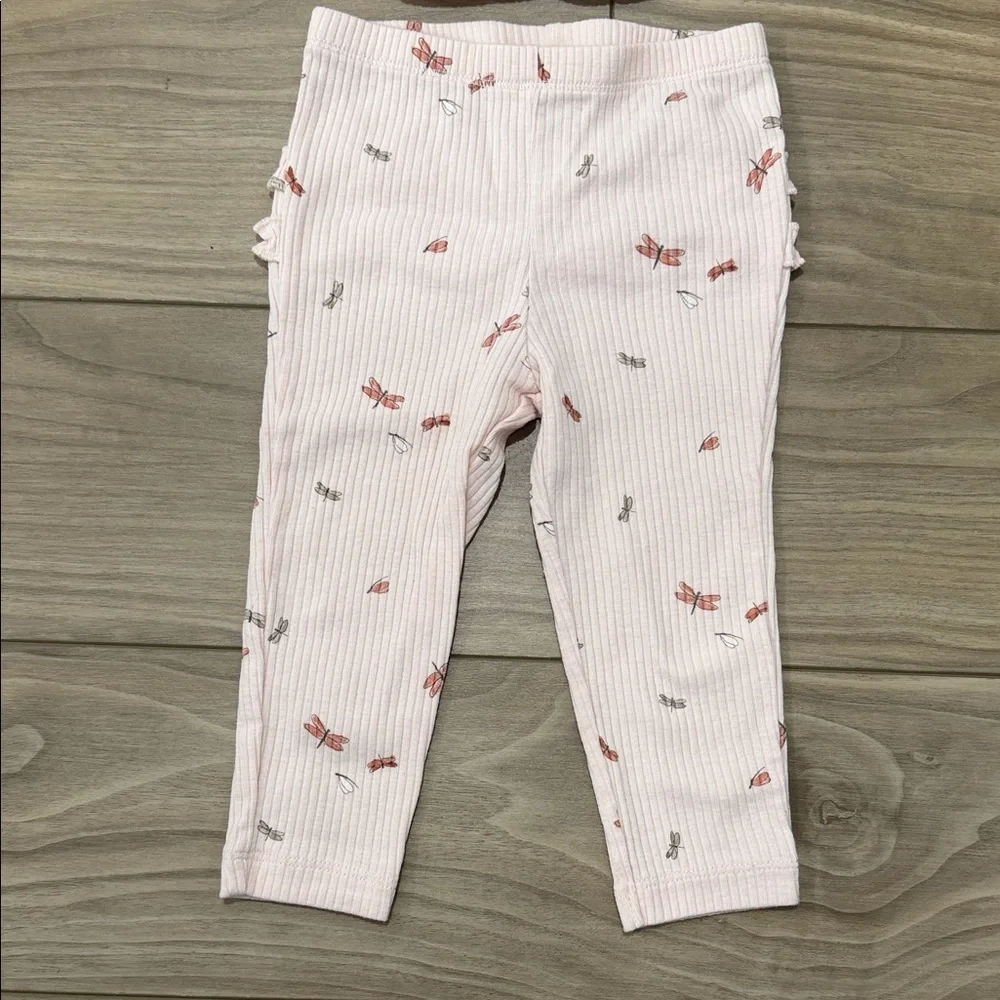 Carter's Ribbed Light Pink Baby Onesie with Dragonfly Print